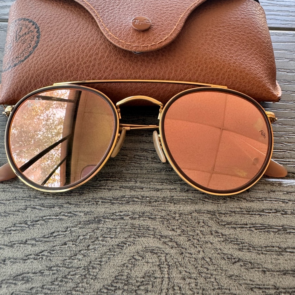 Ray-Ban Gold Sunglasses with Black Accents